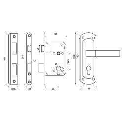 Замок врезной PUNTO KIT P25 5558 ORION AB W/B (бронза) /41725/