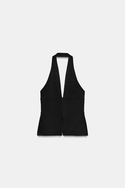 ZARA ЭЛАСТИЧНЫЙ ТОП ХАЛТЕР, ЧЕРНЫЙ