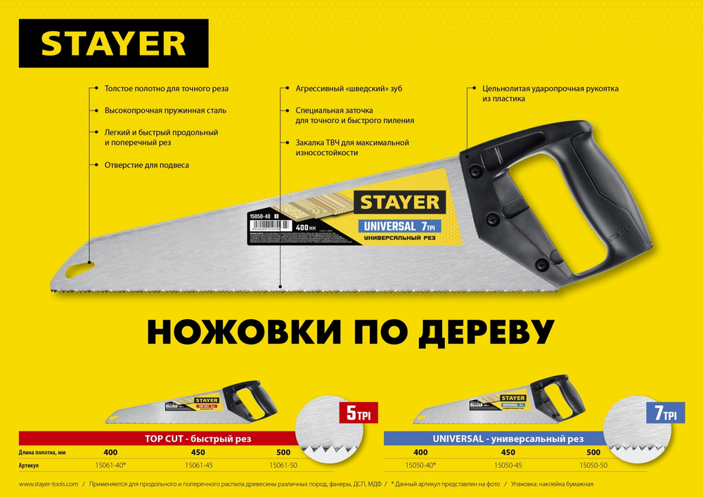 STAYER Universal, 400 мм, универсальная ножовка (15050-40)