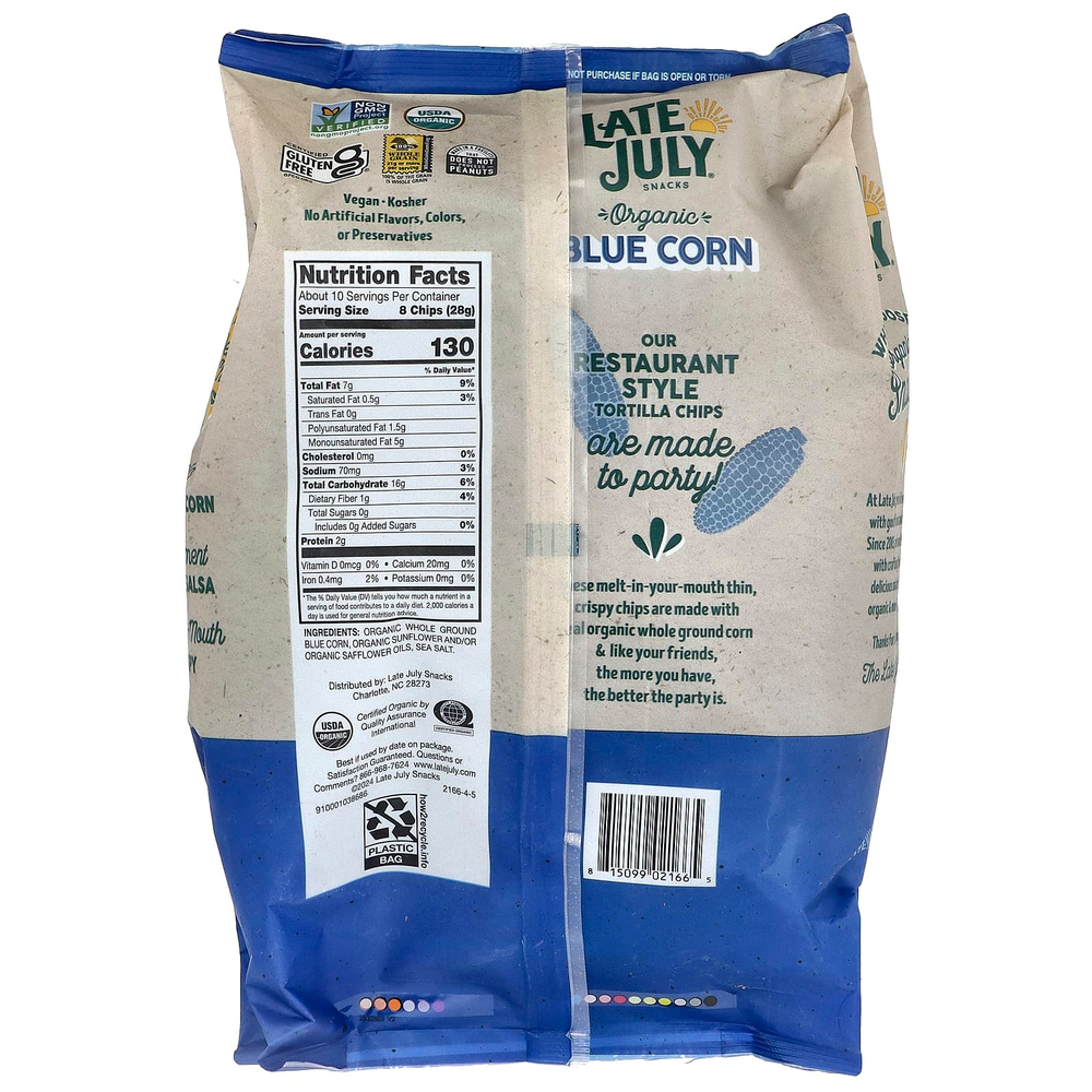 Late July, Organic Tortilla Chips, Blue Corn, 10.1 oz (286 g)
