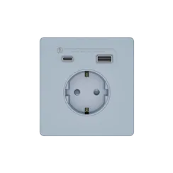 Розетка с USB A+C с заземлением и защитными шторками Systeme Electric Infinity Стальное небо FSE001132
