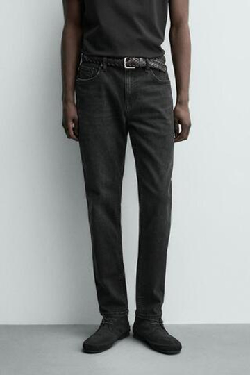 ZARA БАЗОВЫЕ ДЖИНСЫ SLIM FIT, УГОЛЬНЫЙ