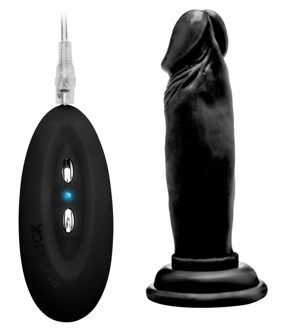 Чёрный вибратор-реалистик Vibrating Realistic Cock 6 - 15 см. (Цвет: черный)