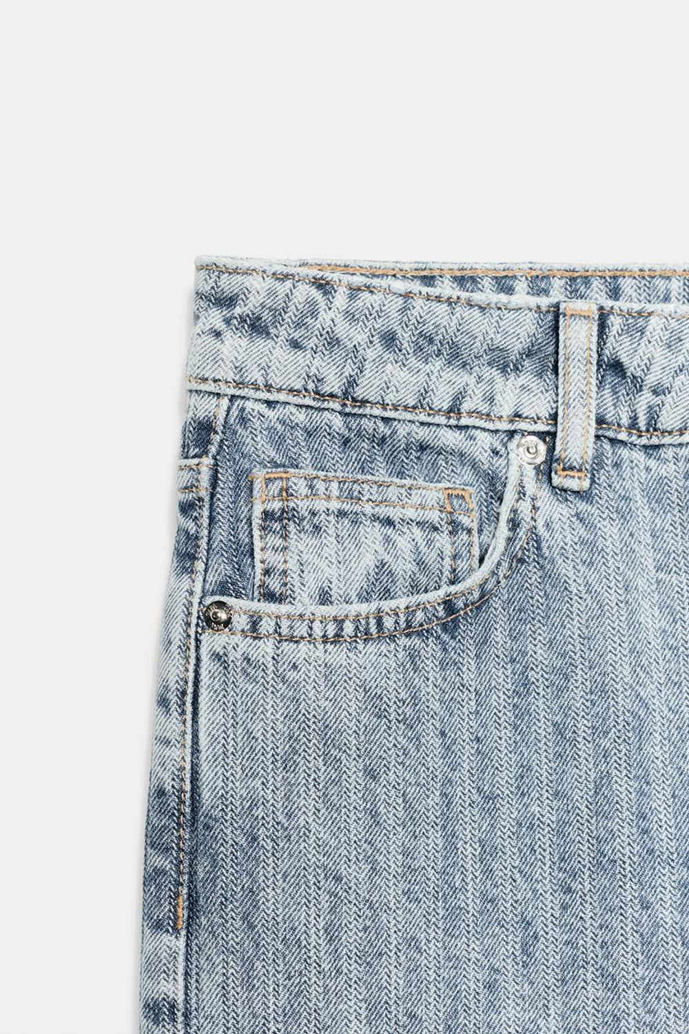 ZARA ДЖИНСЫ Z1975 STRAIGHT СО СРЕДНЕЙ ПОСАДКОЙ И ЖАККАРДОВЫМ УЗОРОМ, ПОЛОСКИ