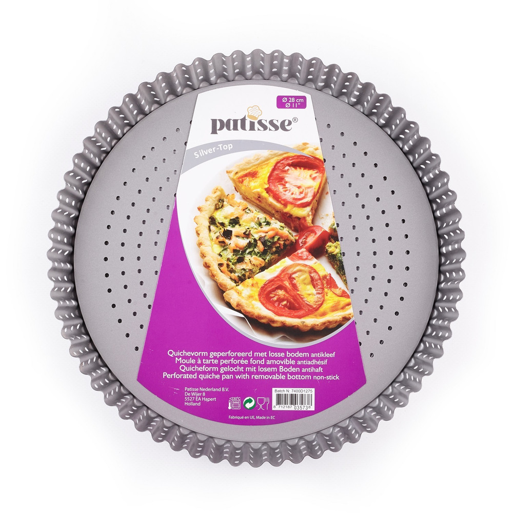 Форма для выпечки круглая перфорированная Patisse Silver 28х3.5 см