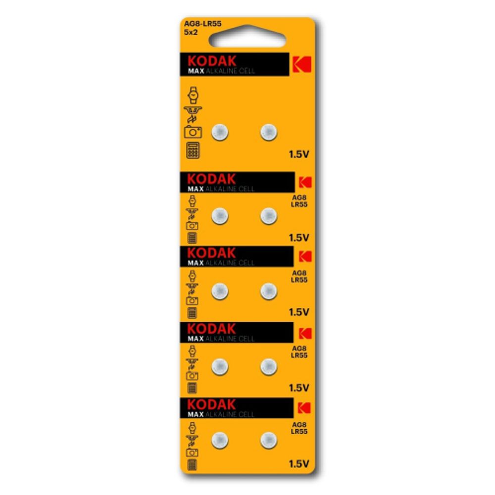 Батарейки Kodak AG8 LR1120, LR55 [KAG8-10] MAX Button Cell | Kodak