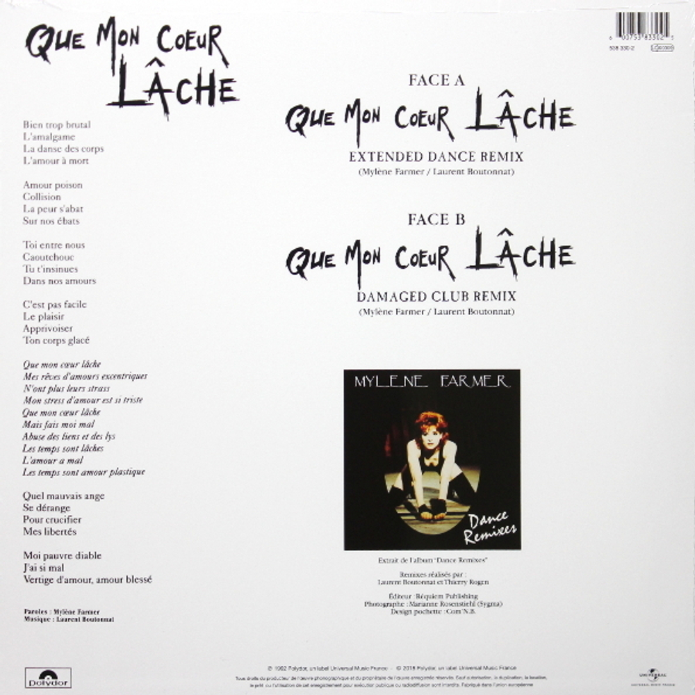 Mylene Farmer / Que Mon Coeur Lache (12" Vinyl Single)