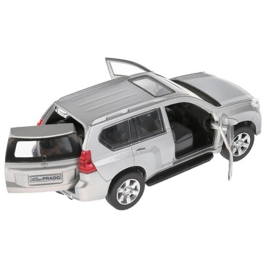 Машина металл TOYOTA PRADO, 12 см, откр дв, багаж, инерц, серебристый, кор. Технопарк