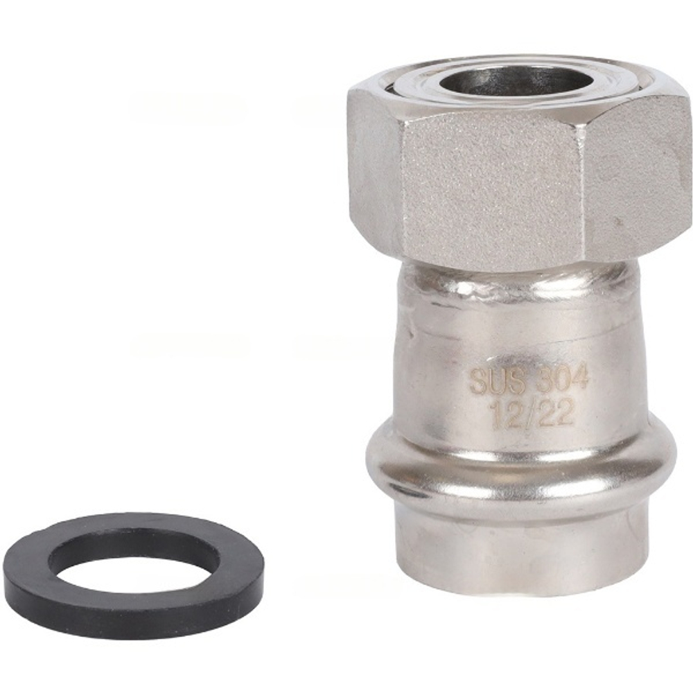 ROMMER Переходник с накидкой гайкой 22x3/4" из нержавеющей стали прессовой