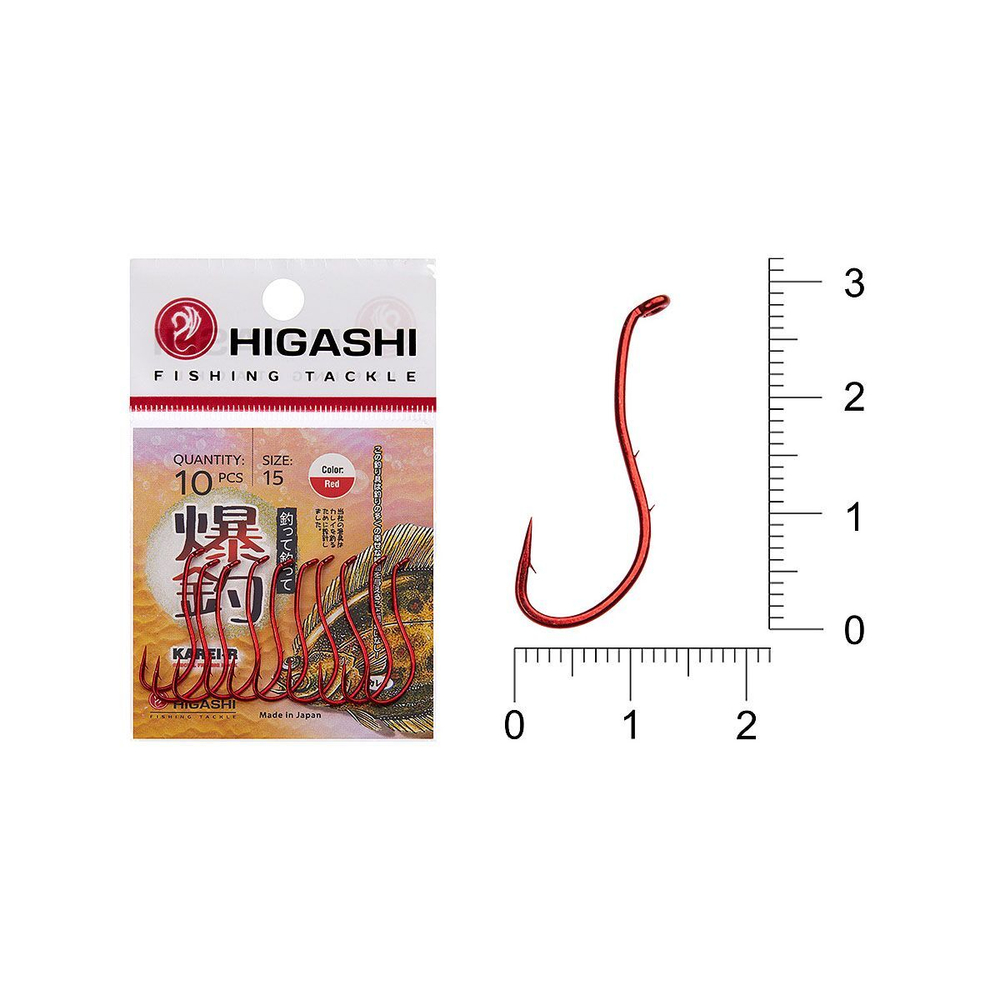 Крючок одинарный HIGASHI Karei R #15#Red