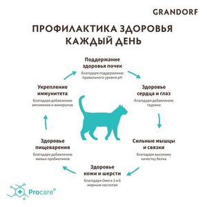 Сухой корм Grandorf CAT 4 Meat PROBIOTIC INDOOR для домашних кошек, 4 мяса с пробиотиками