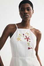Платье из смеси льна с вышивкой - H&M
