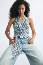 Топ с шнуровкой и завязкой на шее - H&M
