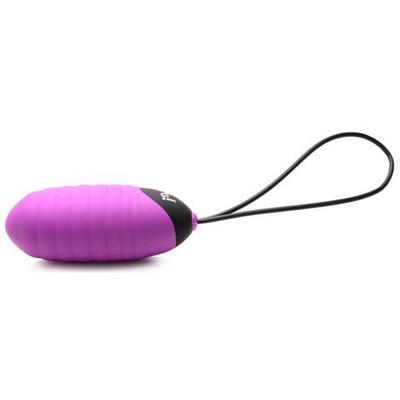 Лиловое ребристое виброяйцо с пультом ДУ 28X Ribbed Silicone Egg (Цвет: лиловый)