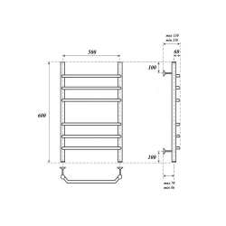 Полотенцесушитель водяной Point Венера PN07156 П6 500x600 схема
