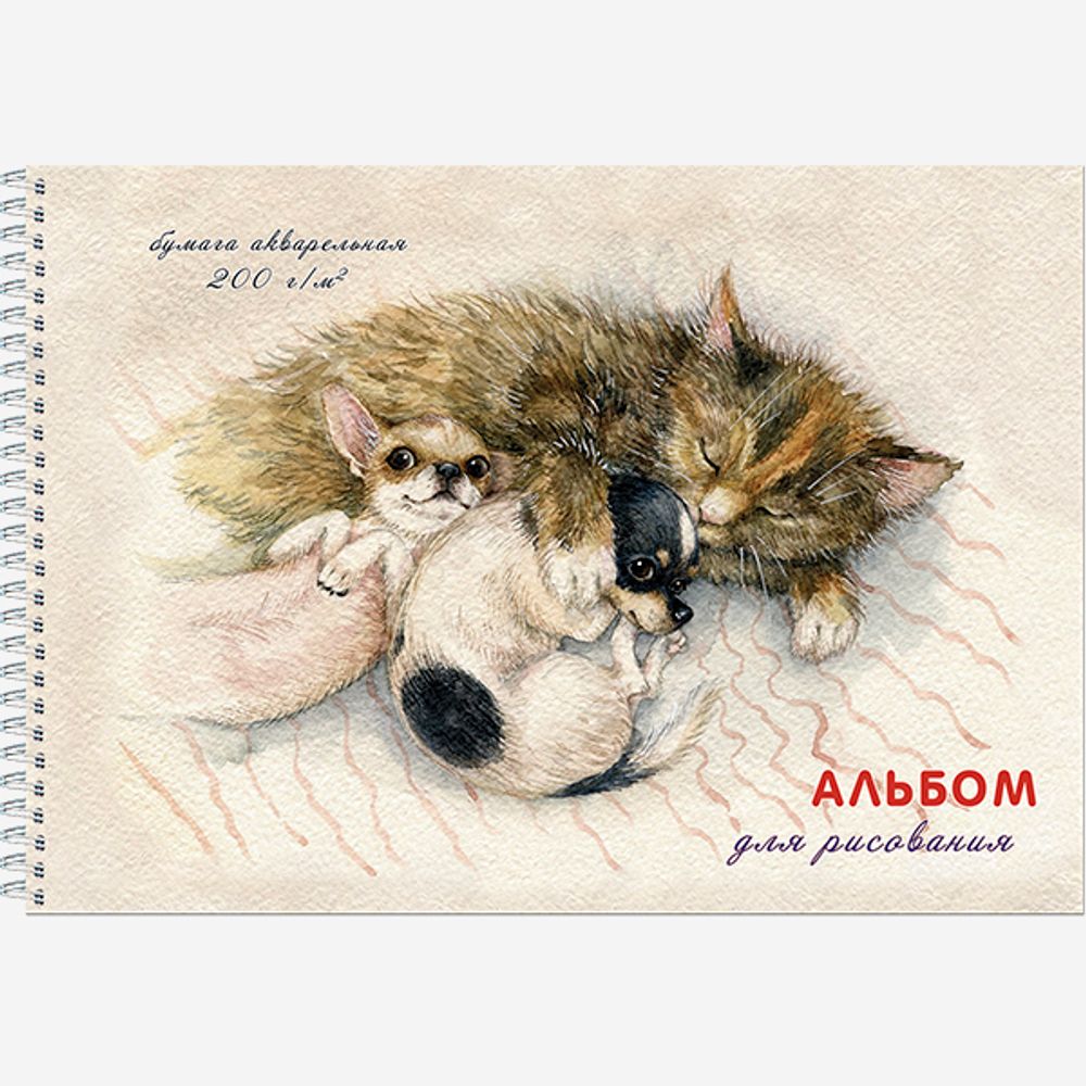 Альбом для рисования акварелью А4 "Спящие дружочки" 20 листов на гребне