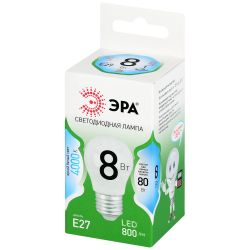 Лампа светодиодная ЭРА GREEN LINE LED P45-8W-840-E27 GL 8Вт шар яркий белый свет E27 | Лампы cветодиодные Шар (G/P)
