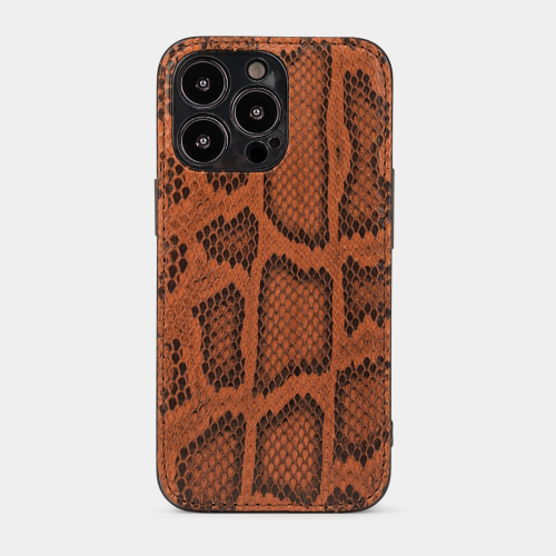 Чехол для iPhone 14 Pro из кожи питона, цвета коньяк