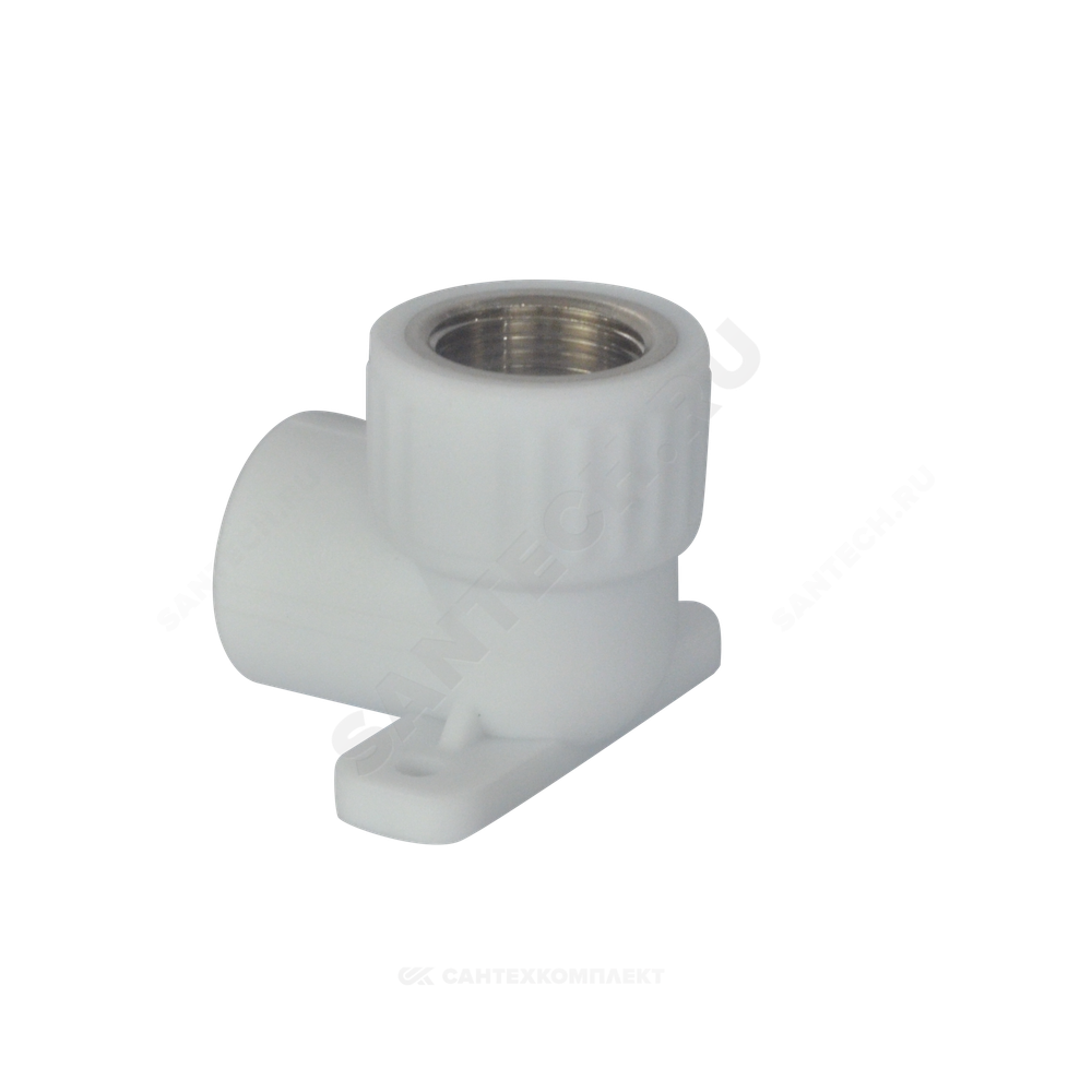Угольник PP-R комбинированный белый Дн 25х1/2" ВР с креплением VALFEX 10120025