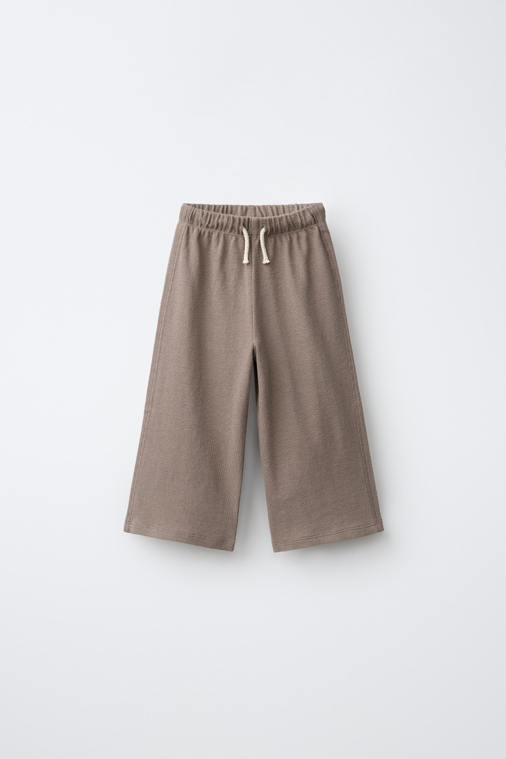 ZARA ОДНОТОННЫЕ БРЮКИ WIDE LEG, СЕРОВАТО-КОРИЧНЕВЫЙ
