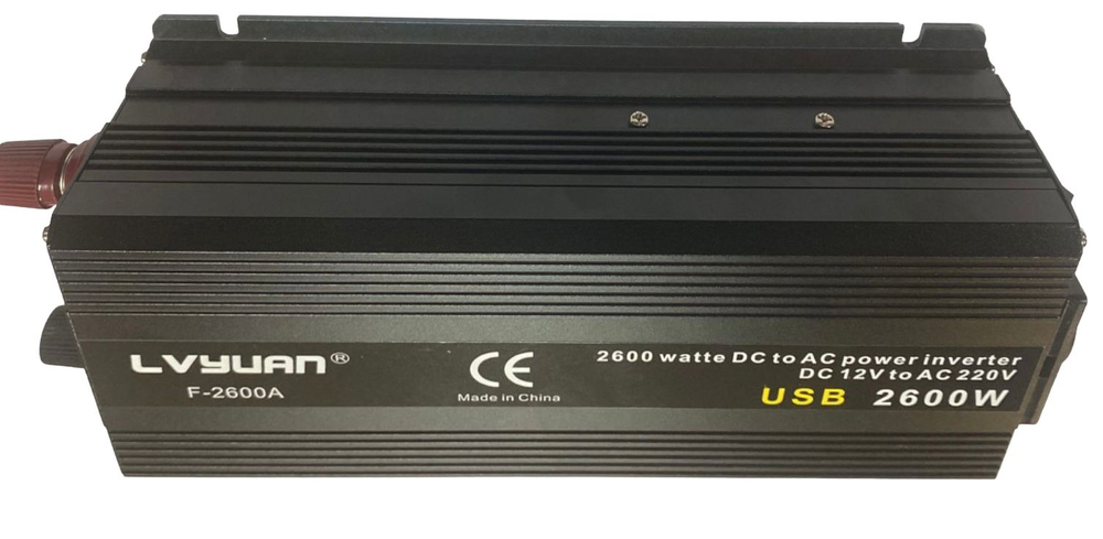 Инвертор 12V-220V 2600W черный евро-розетка Lvyuan