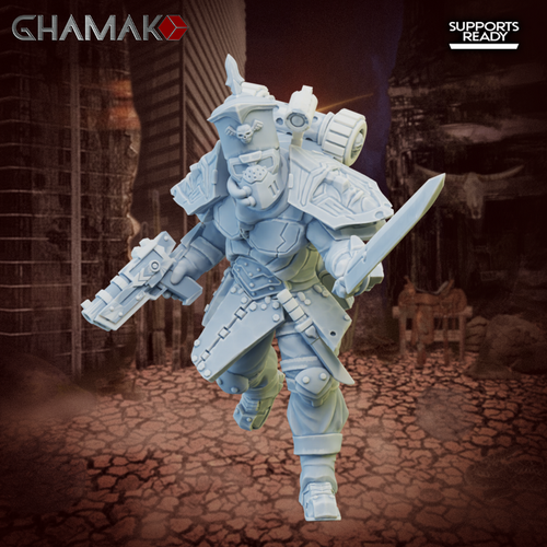 Astra Militarum  Vostroyan Firstborn Sergeant Сержант №1 меч и пистолет миниатюра для dnd, днд, pathfinder, фентези, Настольная игра, НРИ, Варгейм, РПГ