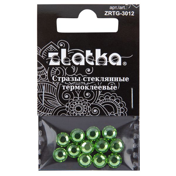Стразы клеевые стекло 6.5 мм, 5х12 шт, SS30 №11 салатовый (Peridot), Zlatka ZRTG-3012