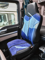 Чехлы Люкс MAN TGX до 2021 года (экокожа, черный, синяя вставка)