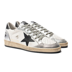 Women's Golden Goose Ball Star in White Nappa with Laminated Inserts