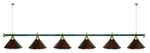 Лампа STARTBILLIARDS 6 пл. (плафоны зеленые,штанга золотая,фурнитура золото)