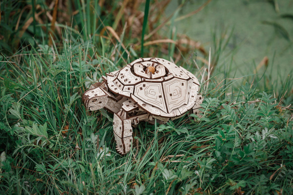 Механическая Черепаха от Eco Wood Art (EWA) - Деревянный конструктор, сборная модель, 3D пазл