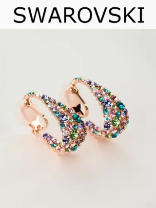 Клипсы Россыпь из разноцветных камней Swarovski