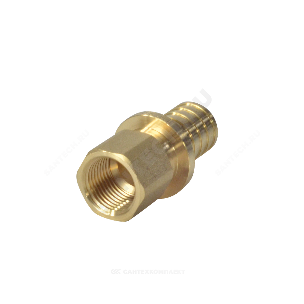 Муфта для PE-X труб аксиальная латунь Дн 25х3/4" ВР РОС