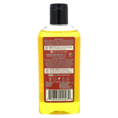 Desert Essence, на 100% чистое масло жожоба, для волос, кожи и кожи головы, 118 мл (4 жидк. унции)