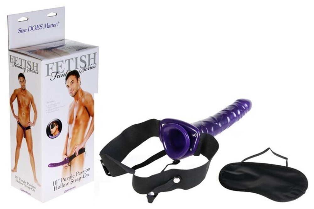 Фаллопротез на эластичном креплении HOLLOW STRAP-ON PURPLE 10'' (Цвет: фиолетовый с черным)