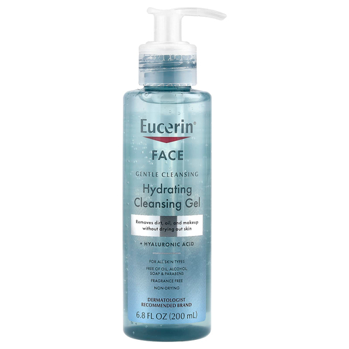 Eucerin, Face, увлажняющий очищающий гель с гиалуроновой кислотой, без отдушки, 200 мл (6,8 жидк. унции)