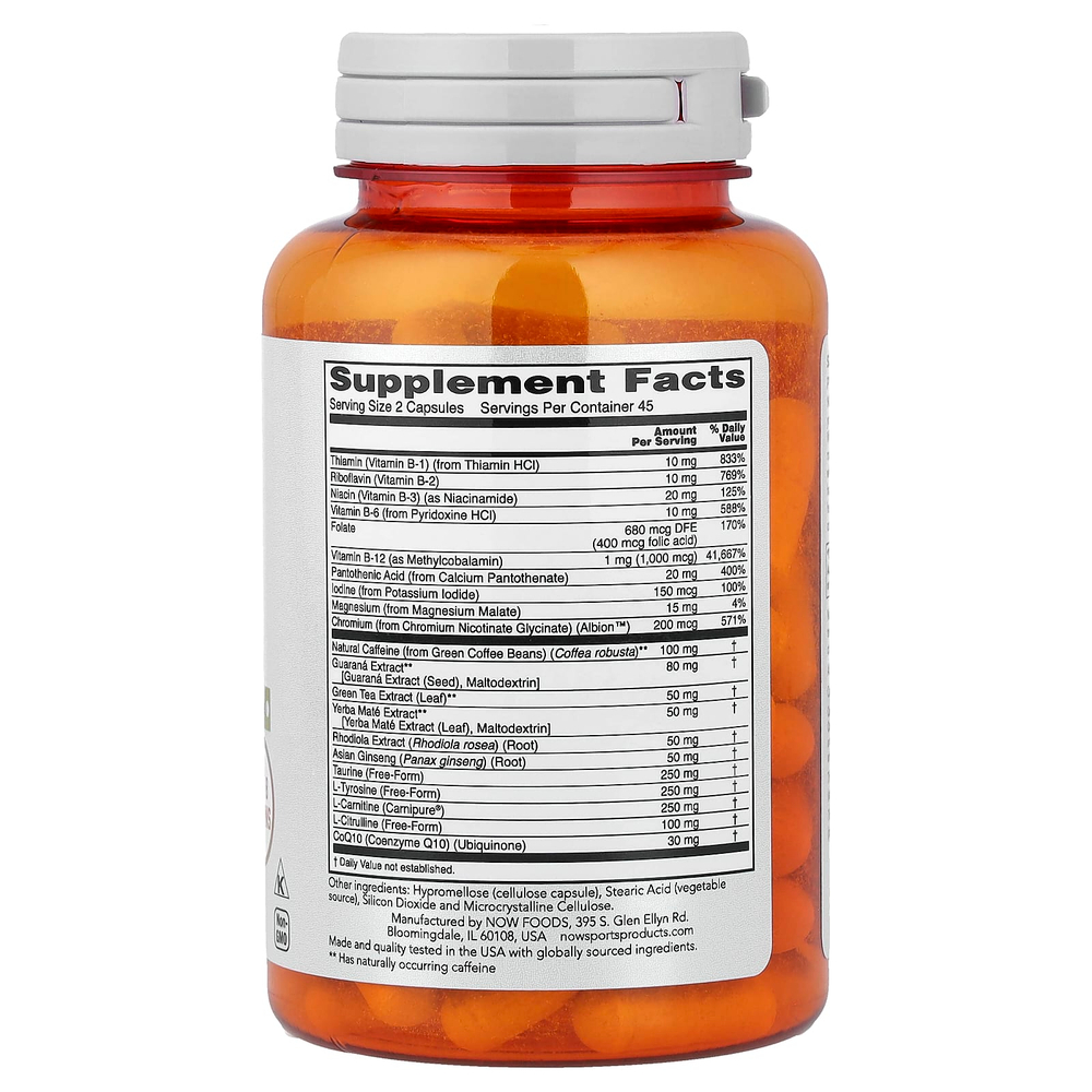 NOW Foods, Sports, Energy Extreme, 90 капсул