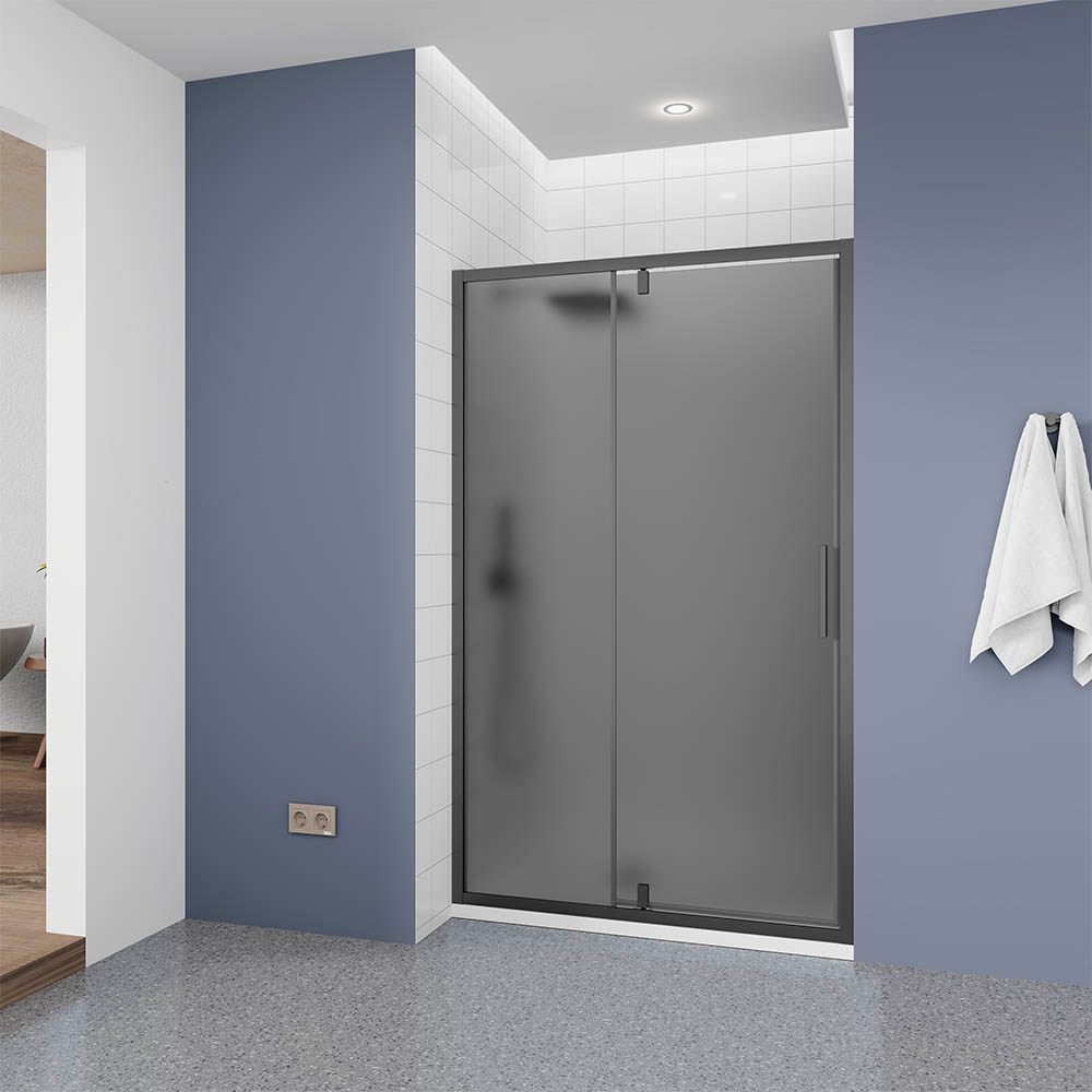 Душевая дверь Veconi Ottimo P20 GR, 1100x1900, графит брашинг, стекло тонированное матовое