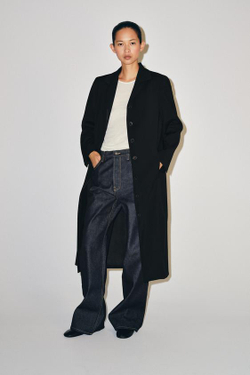 ZARA ДЛИННОЕ ПАЛЬТО ИЗ 100% ШЕРСТИ — ZW COLLECTION, ЧЕРНЫЙ