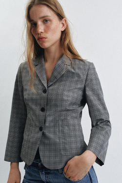 ZARA БЛЕЙЗЕР В КЛЕТКУ — ZW COLLECTION, ЧЕРНЫЙ/ЭКРЮ