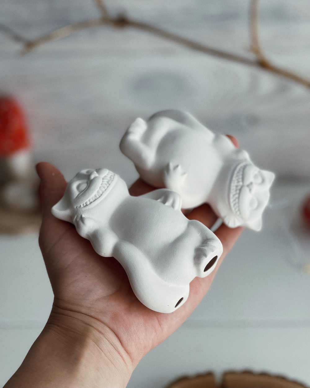 Елочная игрушка "Чеширский Кот", из фарфора, для росписи, 11см