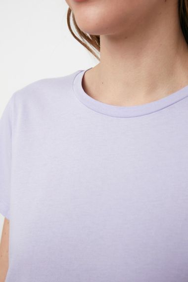 Qadın üçün qısa qol bənövşəyi  köynək TWOSS20TS0133