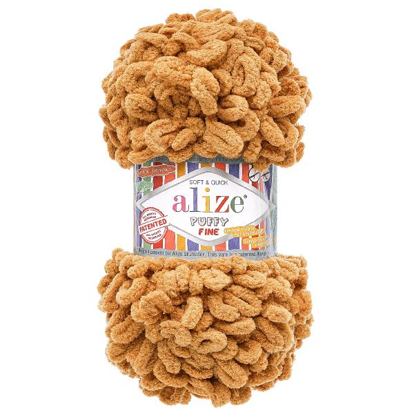 Пряжа Alize (Ализе) Puffy Fine / уп.5 мот. по 100 г, 14м, 179 абрикосовый