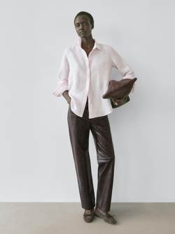 Massimo Dutti Свободная рубашка из 100% льна, розовый