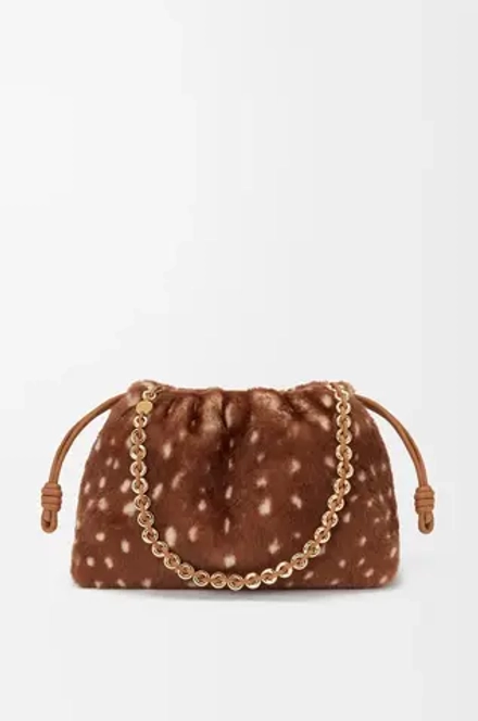 Loewe Средняя сумка Flamenco из овчины с принтом, коричневый/белый