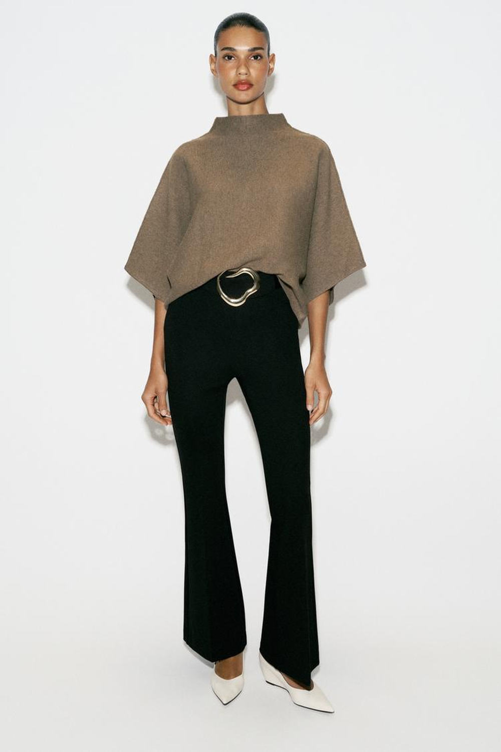 ZARA СВИТЕР С ШИРОКИМИ РУКАВАМИ, КАРАМЕЛЬНЫЙ