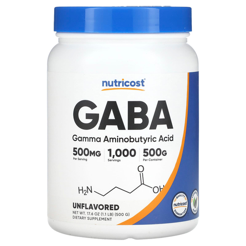 Nutricost, GABA, без добавок, 500 г (17,6 унции)