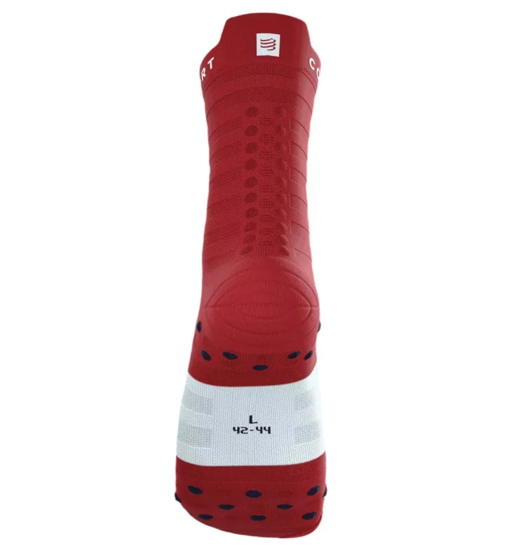 Теннисные носки Compressport Pro Racing v4.0 Ultralight Run High 1P - pompeian red/white