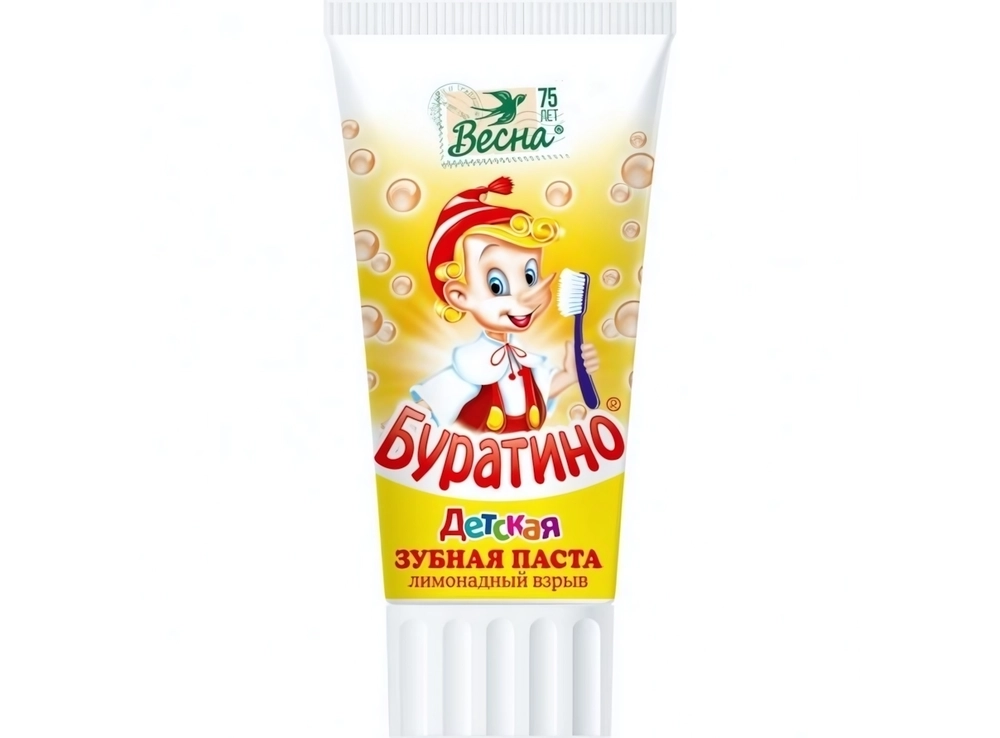 Зубная паста детская БУРАТИНО лимонад.взрыв.с колпач.»Stand-Up» 75 г