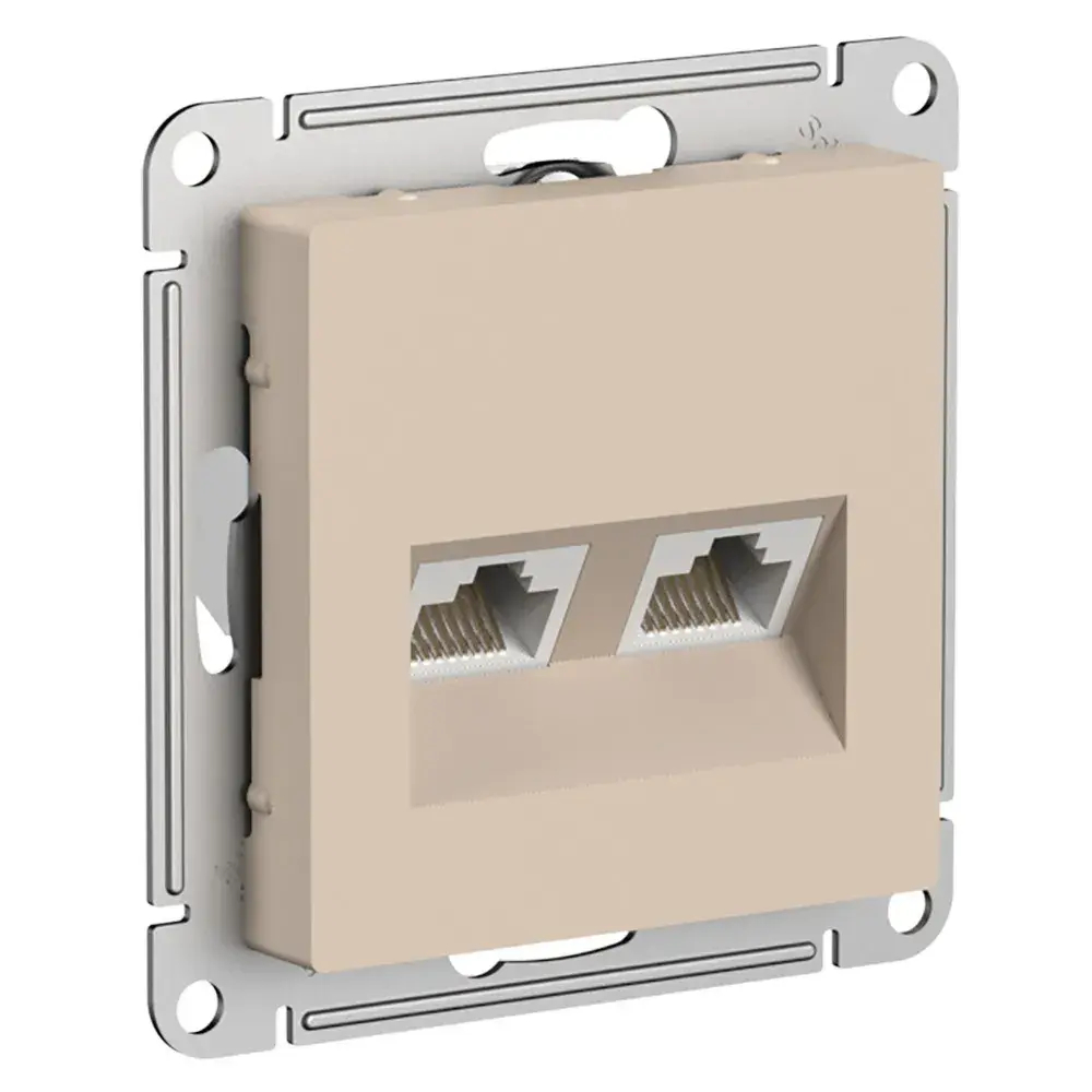 ATLASDESIGN РОЗЕТКА двойная компьютерная RJ45+RJ45 кат. 5e, механизм, ПЕСОЧНЫЙ